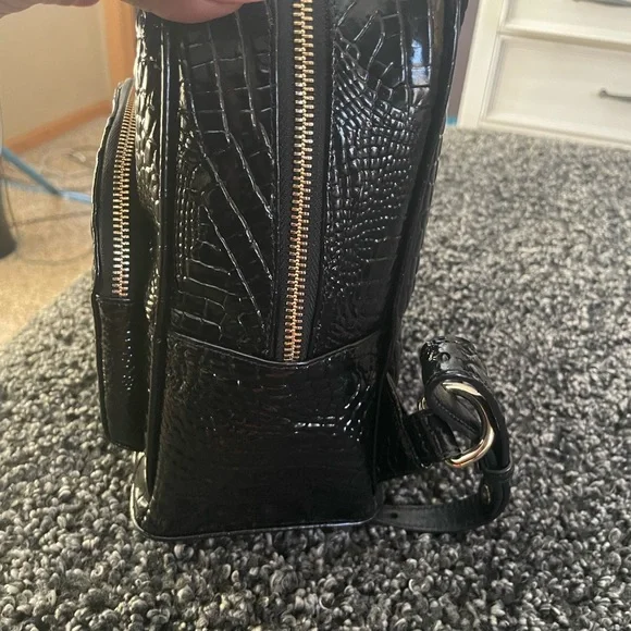 Brahmin Glossy Black Embossed Backpack - Picture 4 of 10